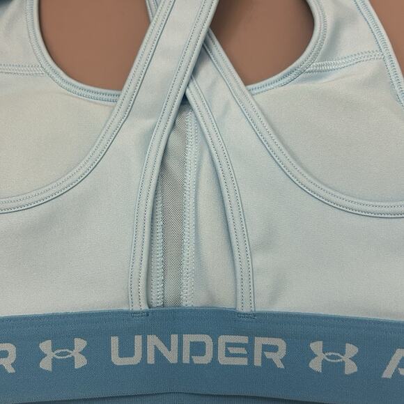 Under Armour Women's Crossback Mid Sports Bra in Sky Blue/Capri XS NEW - Picture 5 of 6
